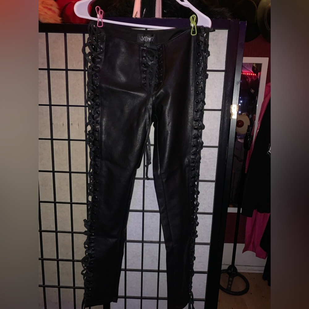 Dollskill  Widow HAND OF DOOM LACE-UP LEGGINGS